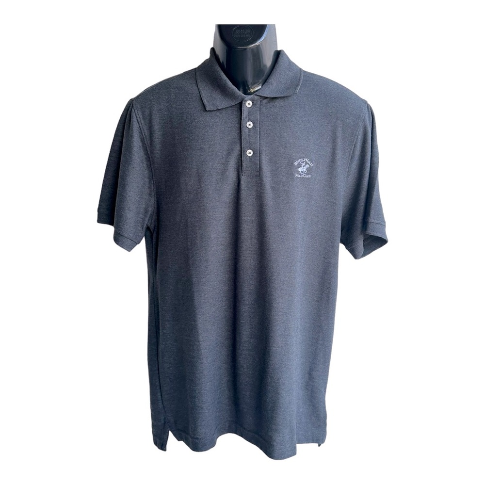 Beverly Hills Club Mens‎ Polo Short Gray  Size Medium Short Sleeves Buttons